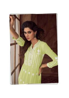 Green Lucknowi Georgette Gown 2
