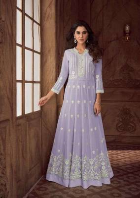 Purple Georgette Lucknowi Gown 1