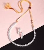 Royal Look Inspired White American Diamond Necklace Set