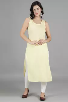HAND EMBROIDERED LUCKNOWI CHIKANKARI LEMON GEORGETTE KURTA WITH SLIP