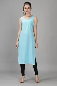 HAND EMBROIDERED LUCKNOWI CHIKANKARI BLUE GEORGETTE KURTA WITH SLIP