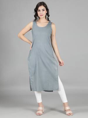HAND EMBROIDERED LUCKNOWI CHIKANKARI GREY GEORGETTE KURTA WITH SLIP 5