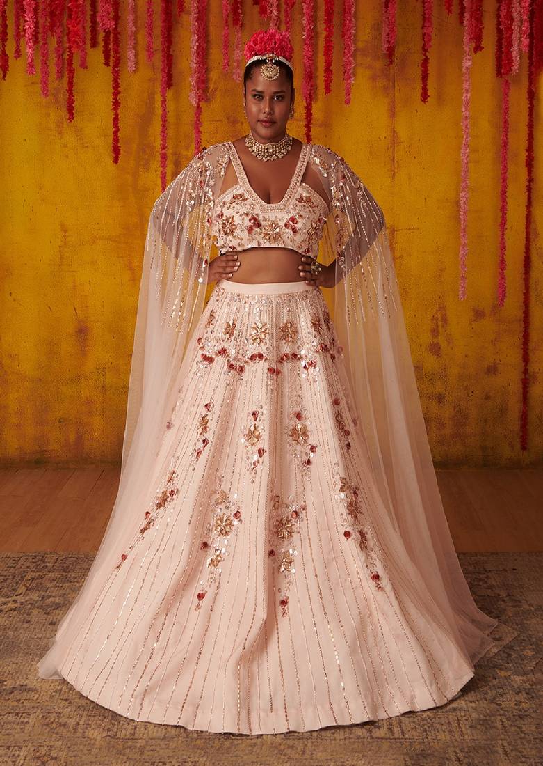 Pink Swarovski Embroidered Lehenga Set main image 0