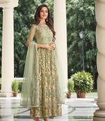 Sea-green sequins net salwar