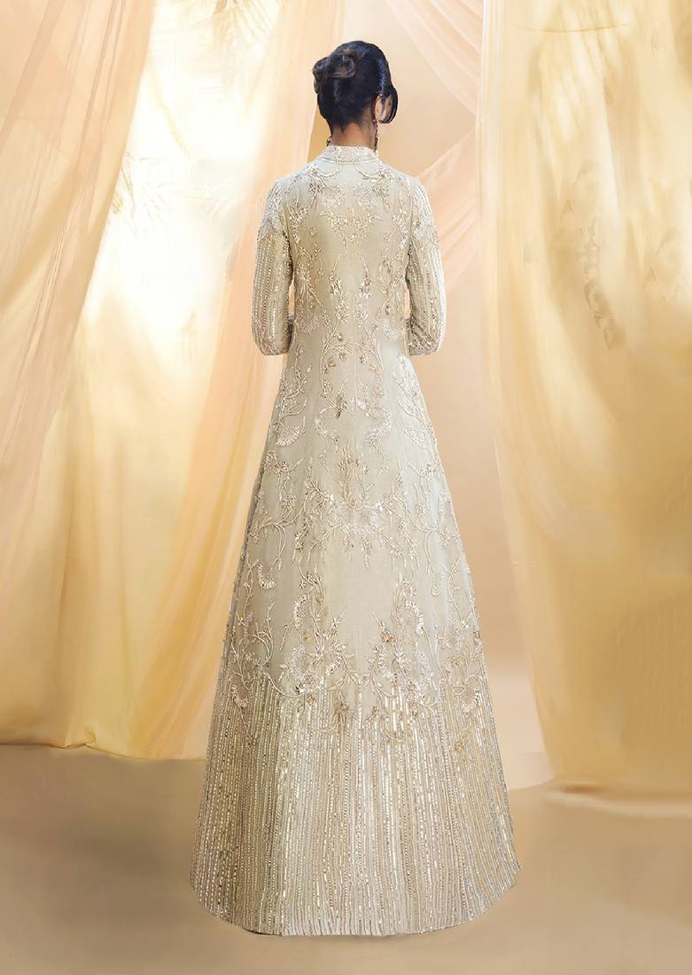 Sage green embroidered jacket with lehenga MASUMI MEWAWALLA 3967226