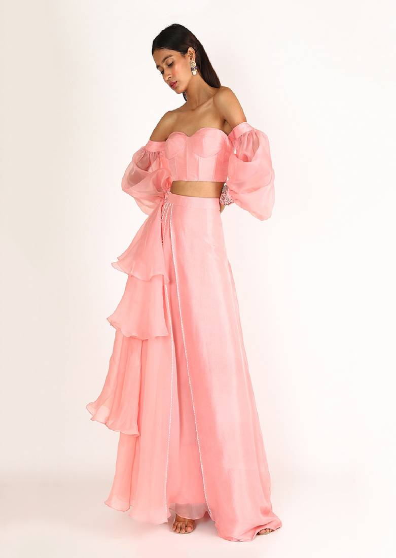 Layered Lehenga And Corset Set main image 1