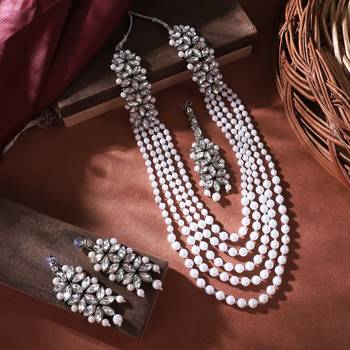 Silver crystal necklace-sets 1