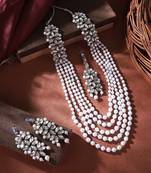 Silver crystal necklace-sets