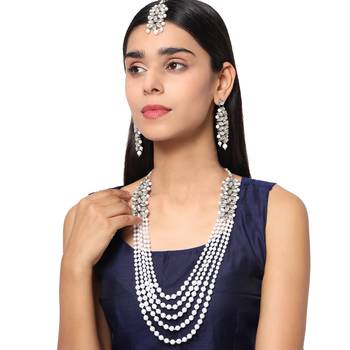 Silver crystal necklace-sets 5