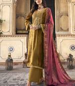Gold embroidered velvet salwar