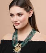 Green kundan, pearls, natural stones, faux emerald necklaces