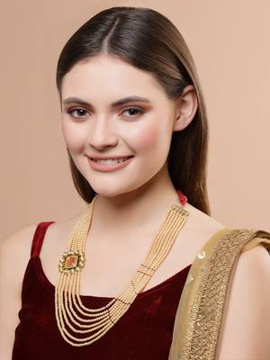 Red kundan, pearls, natural stones, faux ruby necklaces 1