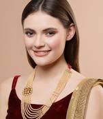 Red kundan, pearls, natural stones, faux ruby necklaces
