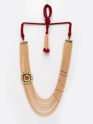 Red kundan, pearls, natural stones, faux ruby necklaces 3