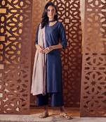 Blue Denim kurta with pant and dupatta