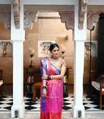 Orange woven Faux kanchipuram silk saree with blouse