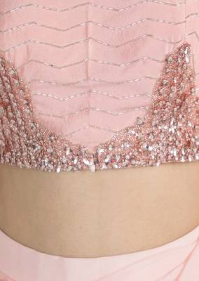 BABY PINK RUFFLED SAREE SET WITH EMBROIDERED JACKET 3