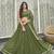 Olive Green Golden Sequinsed Georgette Wedding Lehenga Choli