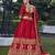 Crimson Red Golden Embroidered Silk Bridal Lehenga Choli