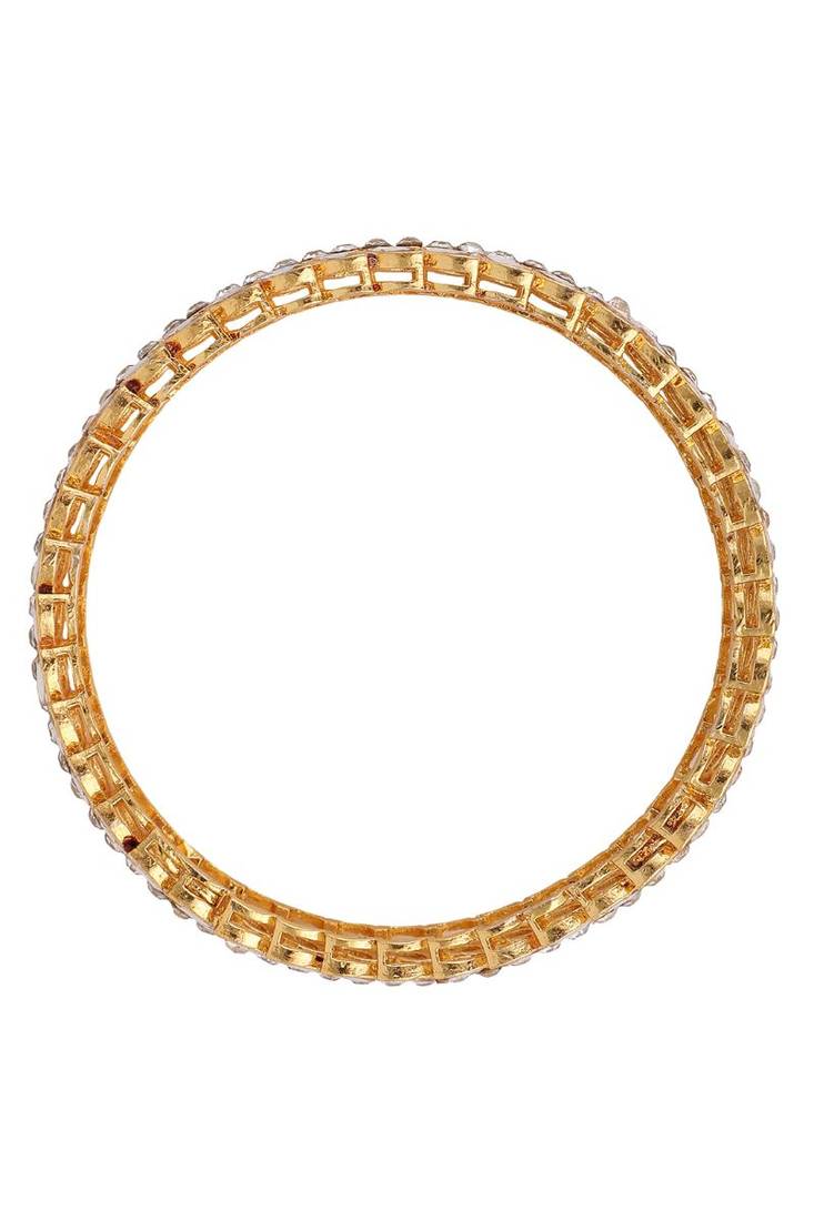 Women Pack Of 2 Gold-Plated & White AD-Studded Kada Bangle
