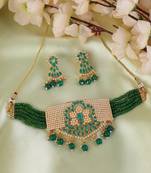 Pearl and Emerald Green Stone Choker Necklace