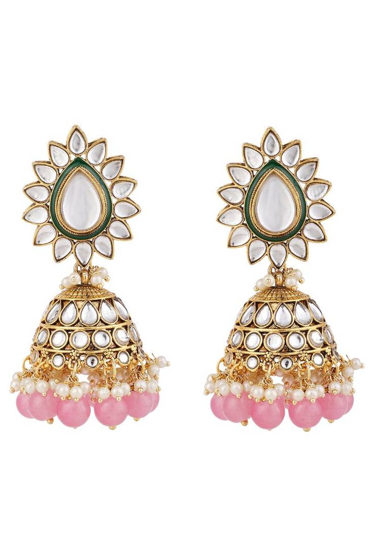 Traditional Pastal Pink Kundan Stone Brass Choker Set