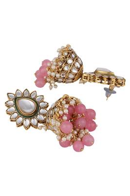 Traditional Pastal Pink Kundan Stone Brass Choker Set 4