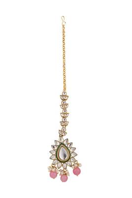 Traditional Pastal Pink Kundan Stone Brass Choker Set 5