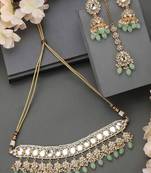 Styylo Fashion Sea Green Kundan Stone Brass Choker Set