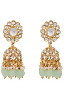 Styylo Fashion Sea Green Kundan Stone Brass Choker Set 3