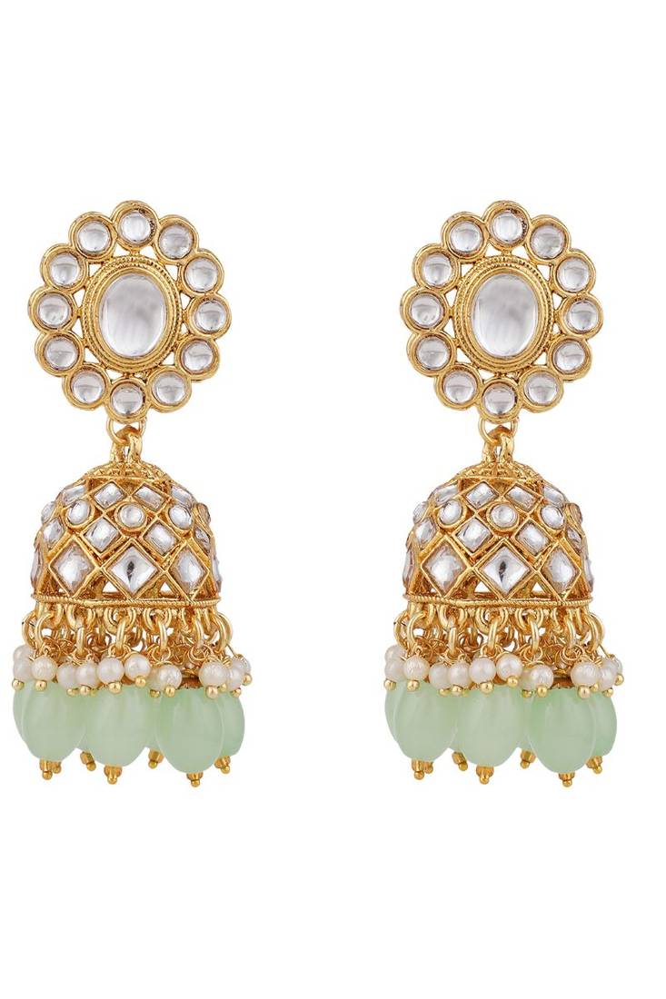 Styylo Fashion Sea Green Kundan Stone Brass Choker Set