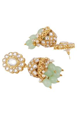Styylo Fashion Sea Green Kundan Stone Brass Choker Set 4