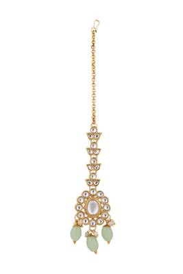 Styylo Fashion Sea Green Kundan Stone Brass Choker Set 5