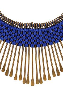 Stylish Gold Plated Thread Work Designer Blue Necklace 3
