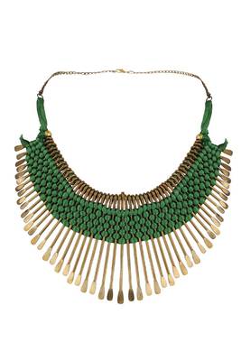Stylish Gold Plated Thread Work Designer Green Necklace 2