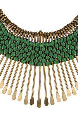 Stylish Gold Plated Thread Work Designer Green Necklace 3