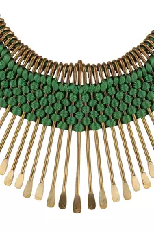 Stylish Gold Plated Thread Work Designer Green Necklace