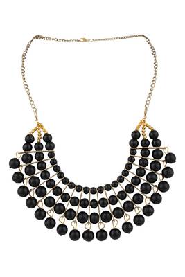 Designer Black Bead Stacked Gold-Plated Collar Necklace 2