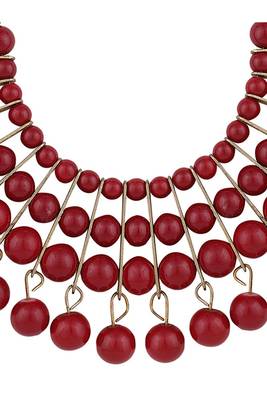 Designer Red Bead Stacked Gold-Plated Collar Necklace 3