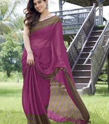 Pink Plain Chiffon Saree With Blouse