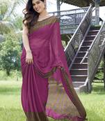 Pink Plain Chiffon Saree With Blouse
