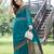 Turquoise plain chiffon saree with blouse
