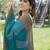 Turquoise plain chiffon saree with blouse