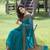 Turquoise plain chiffon saree with blouse