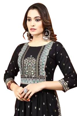 Heavy Rayon Nayra Cut Foil Work Kurti 2
