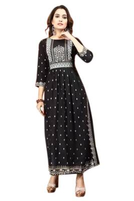 Heavy Rayon Nayra Cut Foil Work Kurti 5
