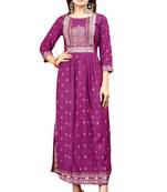 Heavy Rayon Nayra Cut Foil Work Kurti