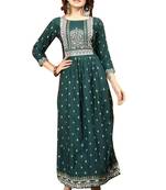 Heavy Rayon Nayra Cut Foil Work Kurti