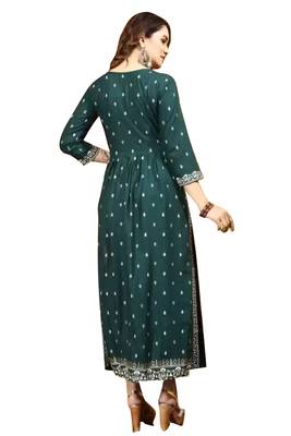 Heavy Rayon Nayra Cut Foil Work Kurti 2