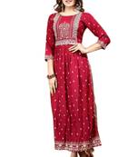 Heavy Rayon Nayra Cut Foil Work Kurti